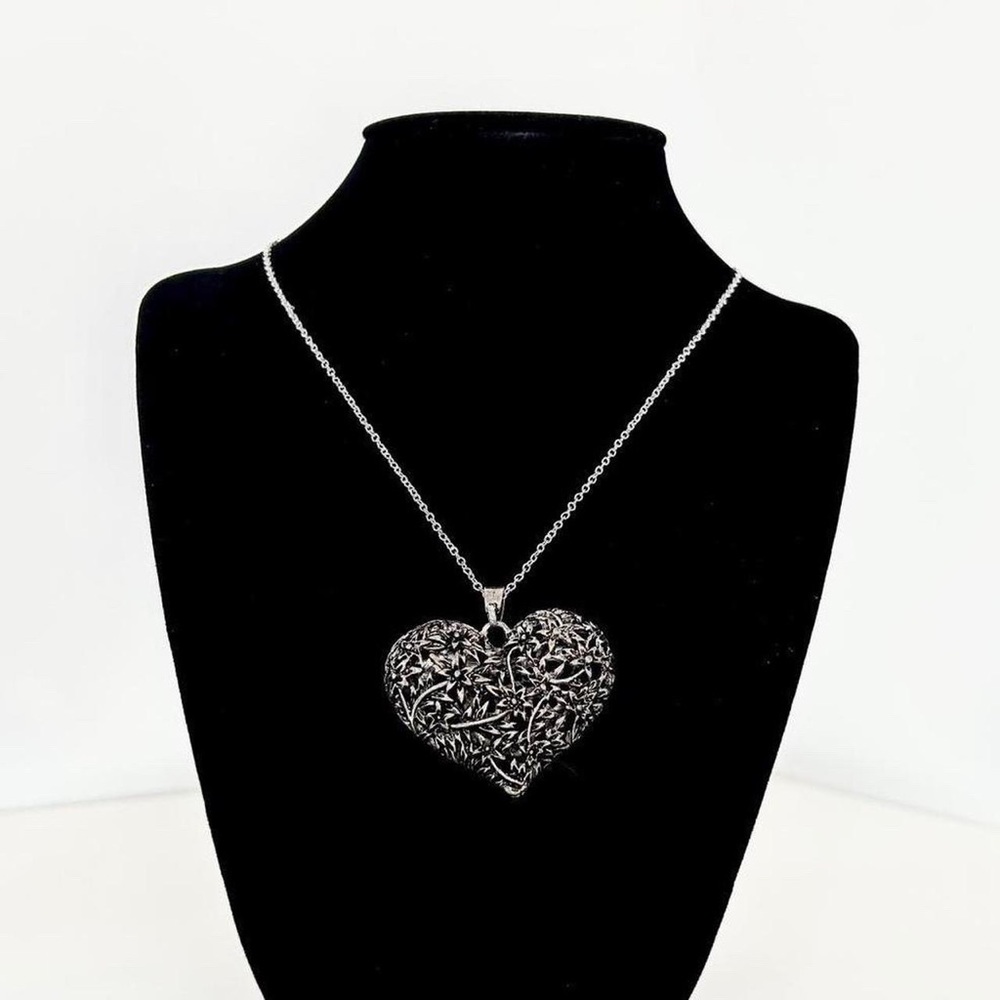 Reversible Sterling Silver Vine Heart Necklace